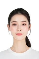 Fototapeta premium Glowing Close-Up Portrait of a Young Woman with Sleek Hair