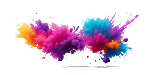 Multicolor powder explosion on White background. Colored cloud. Colorful dust explode. Paint Holi. colorful rainbow Holi paint color powder explosion with bright colors isolated white background.	