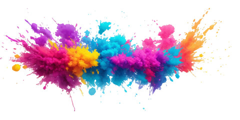 Multicolor powder explosion on White background. Colored cloud. Colorful dust explode. Paint Holi. colorful rainbow Holi paint color powder explosion with bright colors isolated white background.	