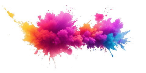 Multicolor powder explosion on White background. Colored cloud. Colorful dust explode. Paint Holi. colorful rainbow Holi paint color powder explosion with bright colors isolated white background.	