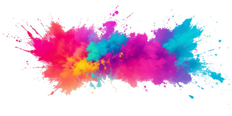 Multicolor powder explosion on White background. Colored cloud. Colorful dust explode. Paint Holi. colorful rainbow Holi paint color powder explosion with bright colors isolated white background.	