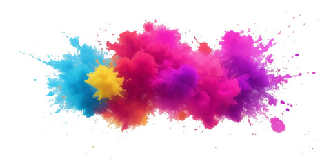 Multicolor powder explosion on White background. Colored cloud. Colorful dust explode. Paint Holi. colorful rainbow Holi paint color powder explosion with bright colors isolated white background.	