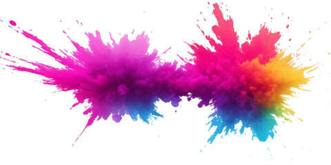 Multicolor powder explosion on White background. Colored cloud. Colorful dust explode. Paint Holi. colorful rainbow Holi paint color powder explosion with bright colors isolated white background.	