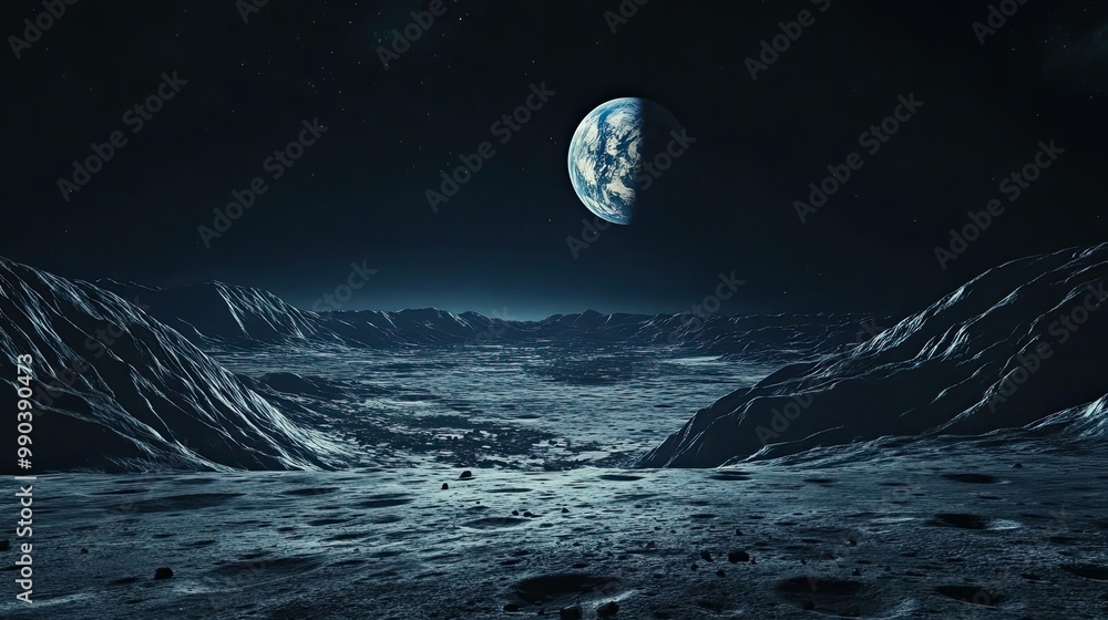 Canvas Prints a view of earth from the moon's surface