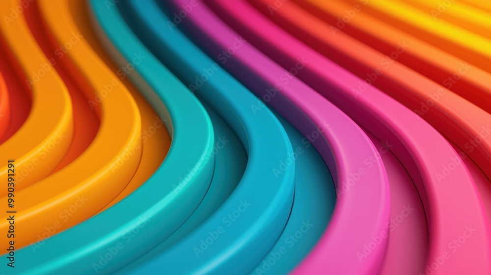 Poster vibrant curved lines in vivid color spectrum