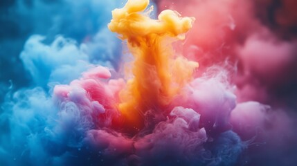 Abstract Colorful Ink Swirls in Water