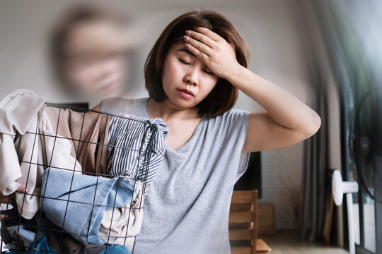 asian woman suffering from fainting, vertigo can be used for Syncope due to hypotension or anemia concept