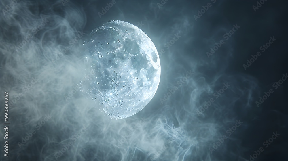 Poster mystical moon oracle swirling mists and ethereal figures in the celestial light