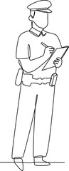 Simple continuous line drawing of security activity. Security forces minimalist concept.