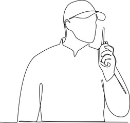 Simple continuous line drawing of security activity. Security forces minimalist concept.