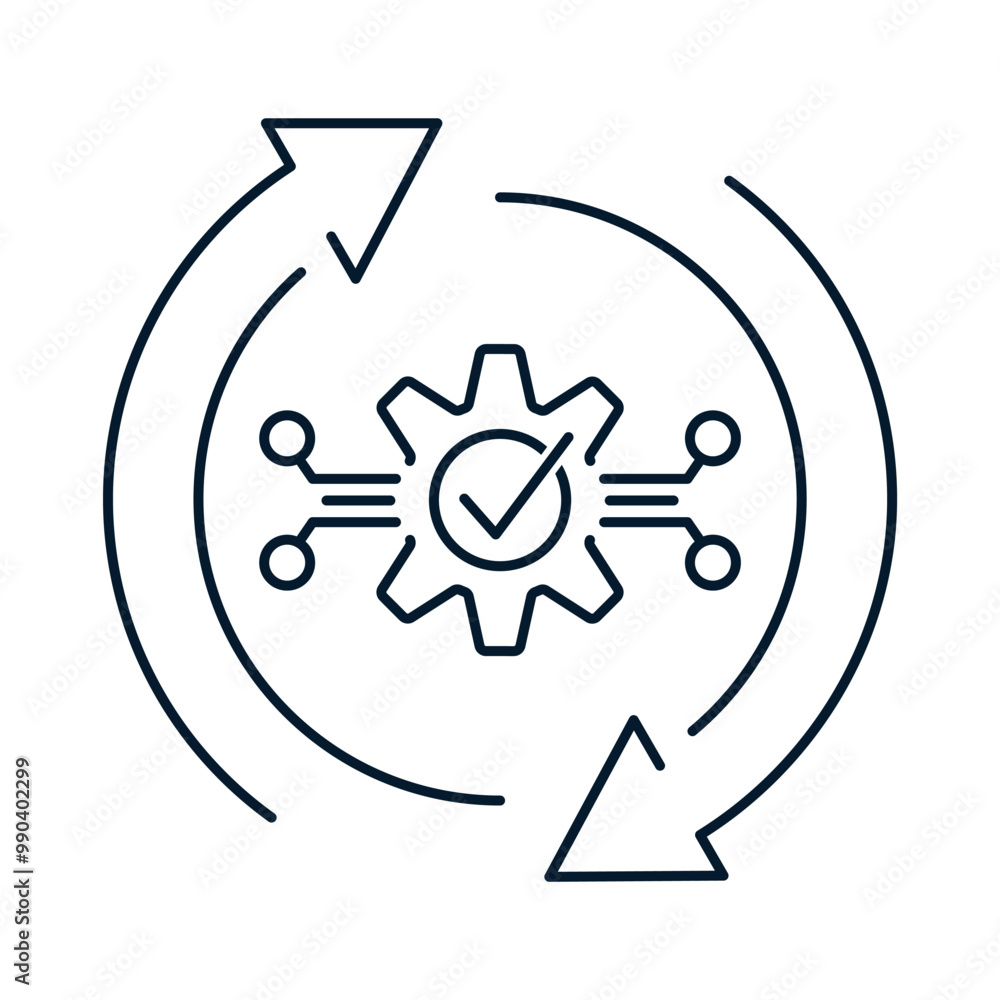 Poster concept of implementation of digital technologies in the industry. vector icon isolated on white bac