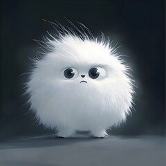 Fluffy and Friendly Digital Creature with Big Innocent Eyes