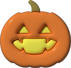 3D Shiny Halloween Pumpkin Face