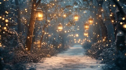 Enchanted Winter Flyer with Fairy Lights and Ample Text Area