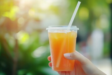 Fresh tropical fruit cocktail in a sweet and refreshing glass with straw for a cool drink on the beach. Vacation concept at the resort.