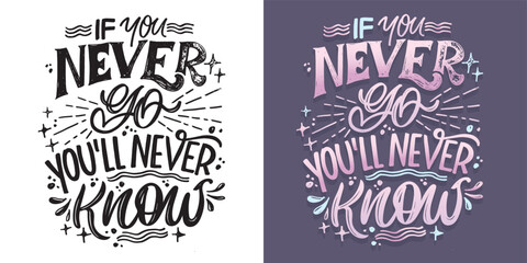 Fototapeta premium Cute hand drawn trendy lettering quote. Lettering for t-shirt design, mug print, bag print, clothes fashion. 100% hand drawn vector image.