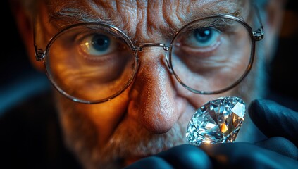 Expert Gemologist Examining a Diamond