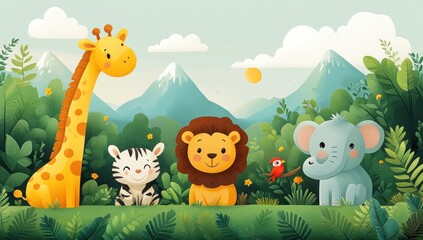 Cute Safari Animals Illustration