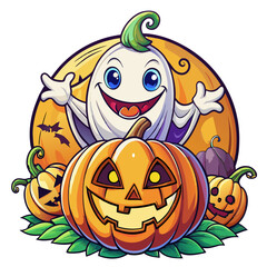 Hand-Drawn Happy Halloween Cartoon Clipart | Vector Illustrations on White Background