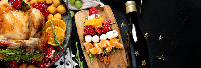 Christmas and Thanksgiving traditional food, holiday dinner,.