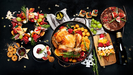 Christmas and Thanksgiving traditional food, holiday dinner,.