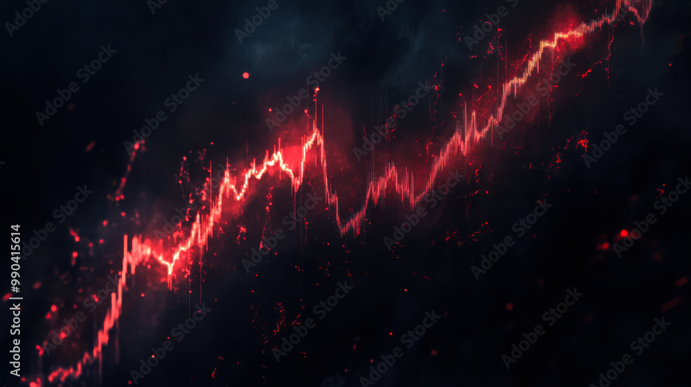 Poster dynamic upward trend graph displayed with a vibrant red line against a dark background, symbolizing 