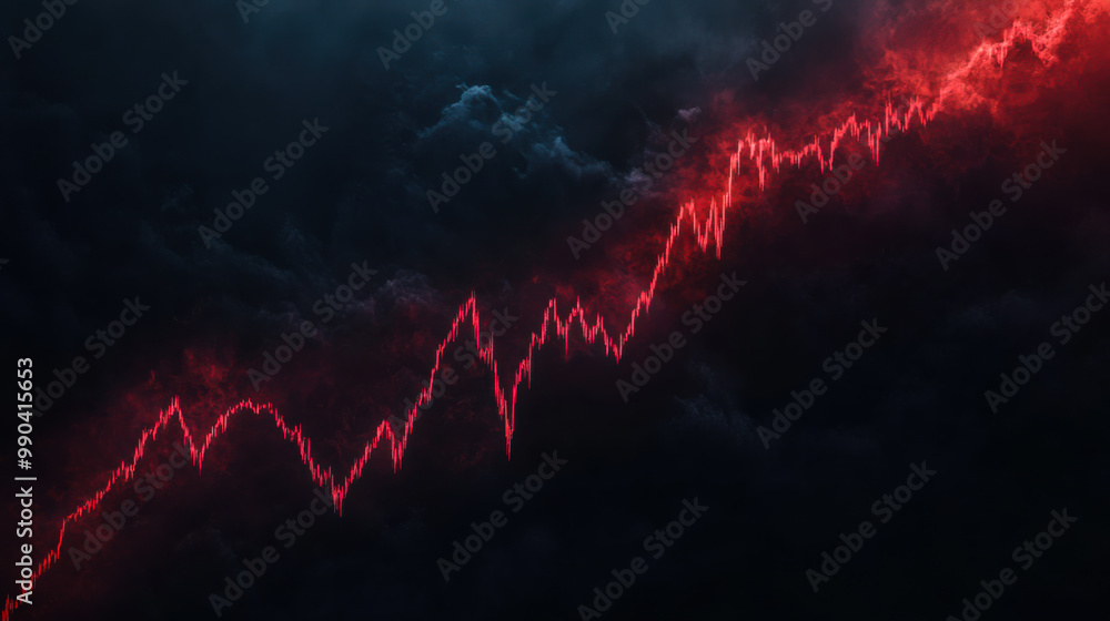 Poster dynamic upward trend graph displayed with a vibrant red line against a dark background, symbolizing 