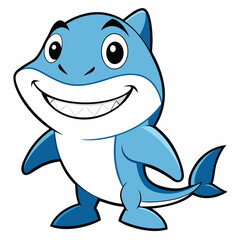 Free vector funny grey shark cartoon character sticker , Cute cartoon shark vector on transparent background, Cute shark vector on transparent backgroundV