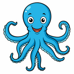 Octopus Vector Art Illustration Eps File For Design, cute blue octopus cartoon ,Clip Art Illustration of a cartoon octopus.