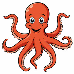Octopus Vector Art Illustration Eps File For Design, cute blue octopus cartoon ,Clip Art Illustration of a cartoon octopus.