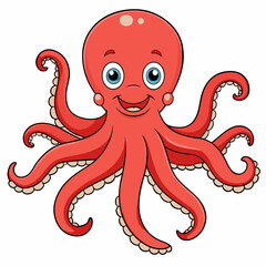 Octopus Vector Art Illustration Eps File For Design, cute blue octopus cartoon ,Clip Art Illustration of a cartoon octopus.