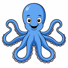 Octopus Vector Art Illustration Eps File For Design, cute blue octopus cartoon ,Clip Art Illustration of a cartoon octopus.