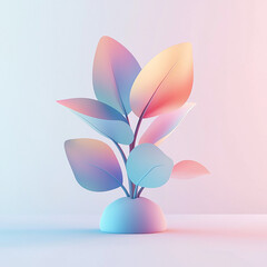 A cute plant in a simple shape style with a gradient color on a white background in the style of 3D with a mobile wallpaper design in a cute cartoon style of minimalism