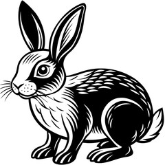 rabbit vector illustration , rabbit silhouette vector illustration animals , Forest animal hare or rabbit. Hand drawing sketch black ink isolated on white background 
