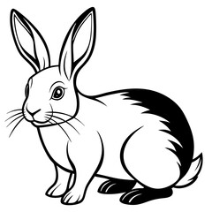 Obraz premium rabbit vector illustration , rabbit silhouette vector illustration animals , Forest animal hare or rabbit. Hand drawing sketch black ink isolated on white background 