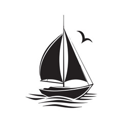 boat sailing illustration silhouette illustration logo stamp black and white vector tattoo style