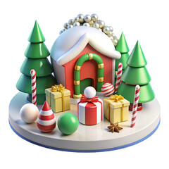 christmas tree and gifts 3d cartoon style illustration