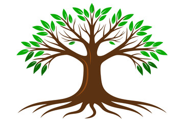 simple and modern trees natural logo illustration , Oak tree vector isolated on white background. Nature or forest symbol icon. 