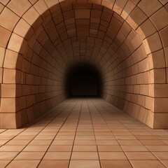 Fototapeta premium Dark Brick Tunnel with Smooth Texture and Depth