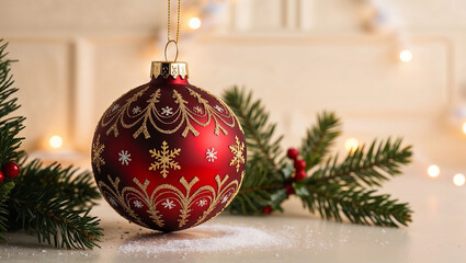 red metalic christmas decoration shining ball