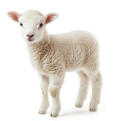 Obraz premium Cute white lamb isolated on a white background 