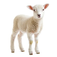 Fototapeta premium Cute white lamb isolated on a white background 