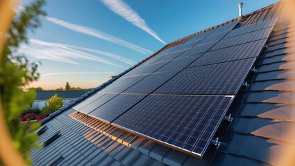 this is a Elevated Sustainability: A Modern Rooftop with Sleek Solar Panels