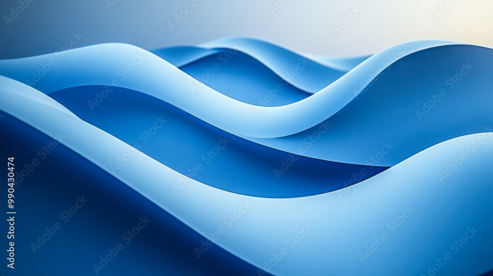 Poster abstract blue wave patterns flowing gracefully in a modern design, emphasizing smooth curves and ele
