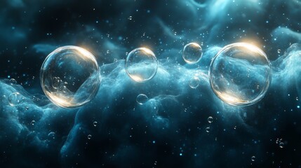 Floating Bubbles in a Deep Blue Nebula