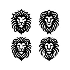 Minimalist black and white lion head logo with bold lines and a strong aesthetic. Perfect for branding, logos, and wildlife themes, combining simplicity with the power and majesty of the lion.