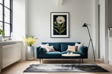 Stylish Gallery Frame Displaying Botanical Artwork in Luminous Studio Setting