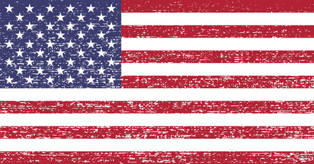 Flag of the USA with grunge texture overlay. Flag with weathered or distressed appearance