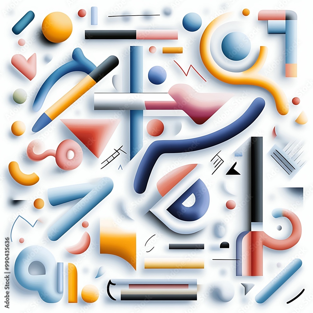 Aufkleber a vibrant composition of abstract shapes and colors, showcasing a playful arrangement of design elem
