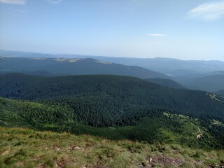 Landscape of Mountains in the Carpathians Ukraine horizontal color photo image